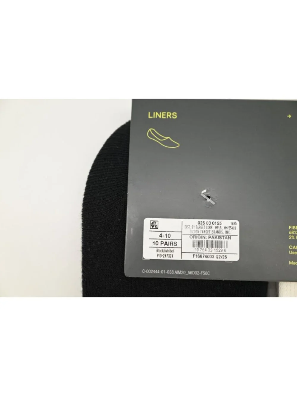 NIP All In Motion Lot of 2 Sock Liners Sz 4-10 Black White 10 Pair Each Athletic